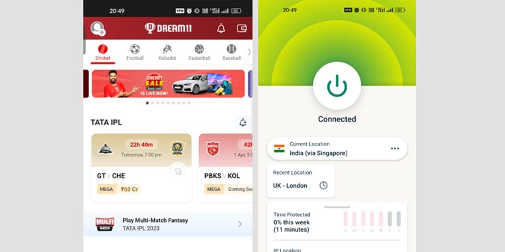 Dream11 working with VPN